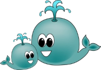 a mother whale with a baby
